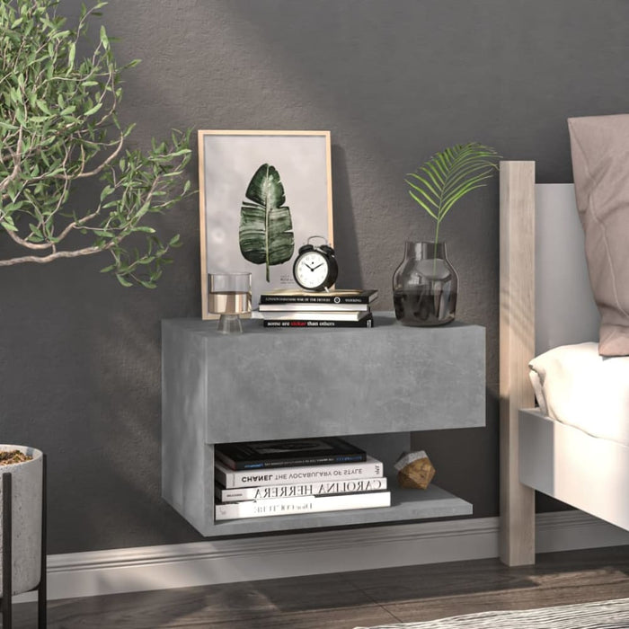 Wall-mounted Bedside Cabinet Concrete Grey Nobklo
