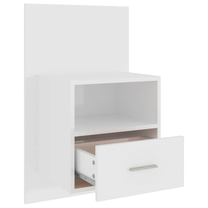 Wall-mounted Bedside Cabinet High Gloss White Noobok