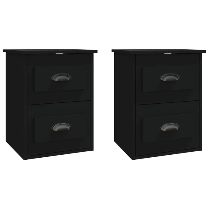 Wall-mounted Bedside Cabinets 2 Pcs Black 41.5x36x53cm