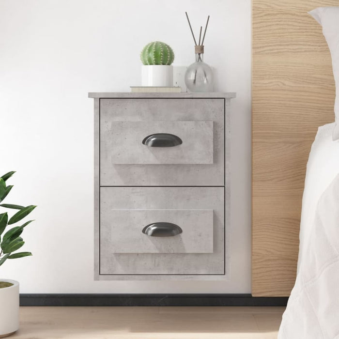 Wall-mounted Bedside Cabinets 2 Pcs Concrete Grey