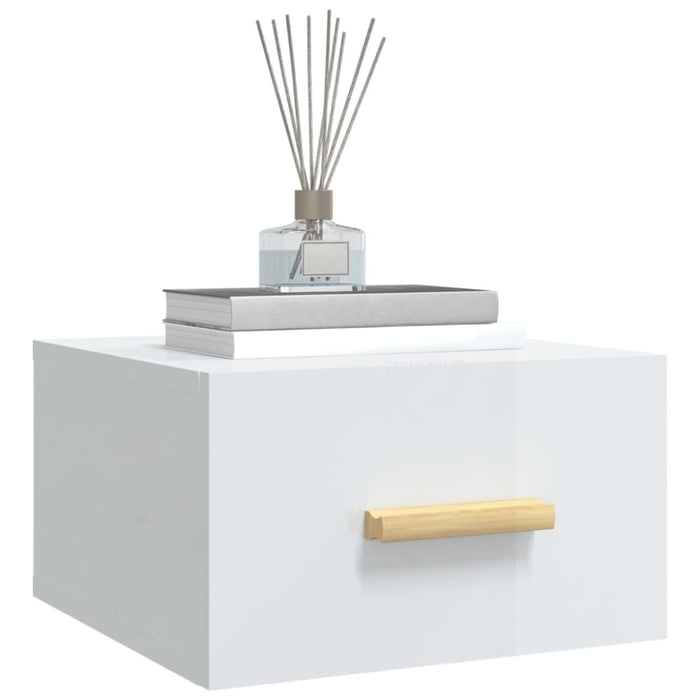 Wall-mounted Bedside Cabinets 2 Pcs High Gloss White