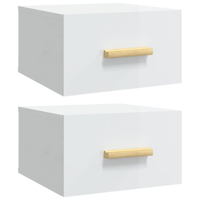 Wall-mounted Bedside Cabinets 2 Pcs High Gloss White
