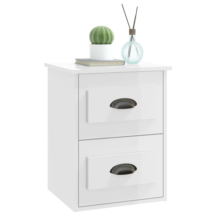 Wall-mounted Bedside Cabinets 2 Pcs High Gloss White