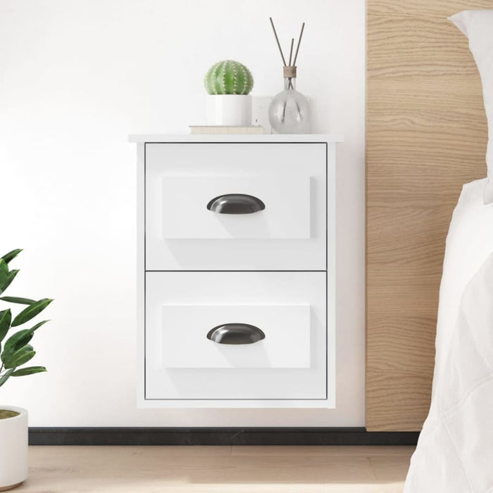 Wall-mounted Bedside Cabinets 2 Pcs High Gloss White