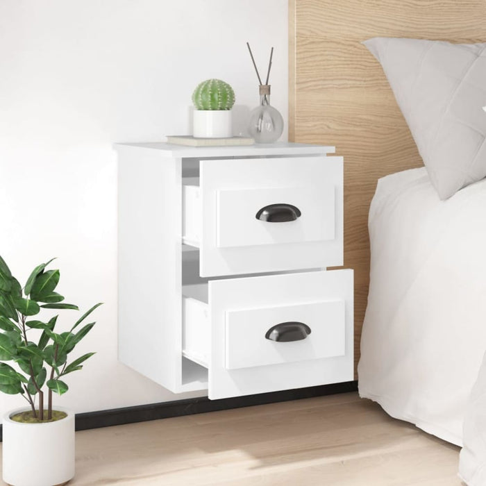 Wall-mounted Bedside Cabinets 2 Pcs High Gloss White