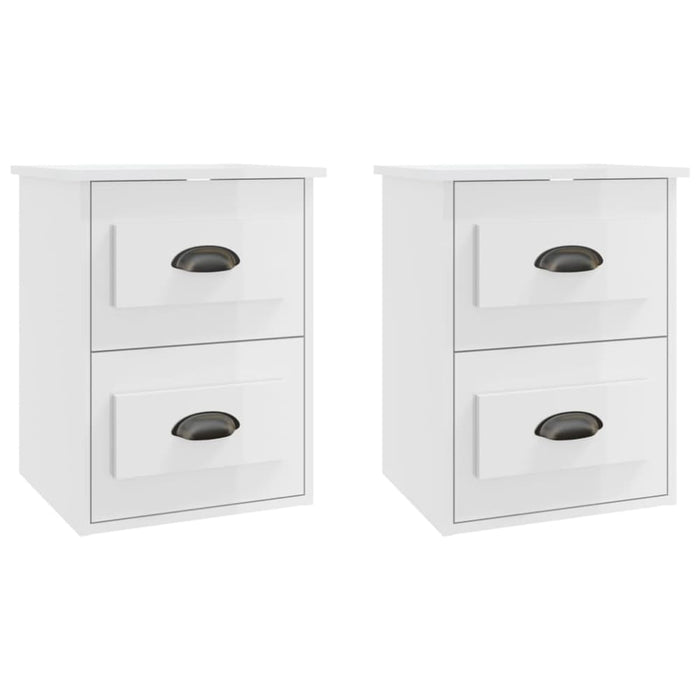 Wall-mounted Bedside Cabinets 2 Pcs High Gloss White