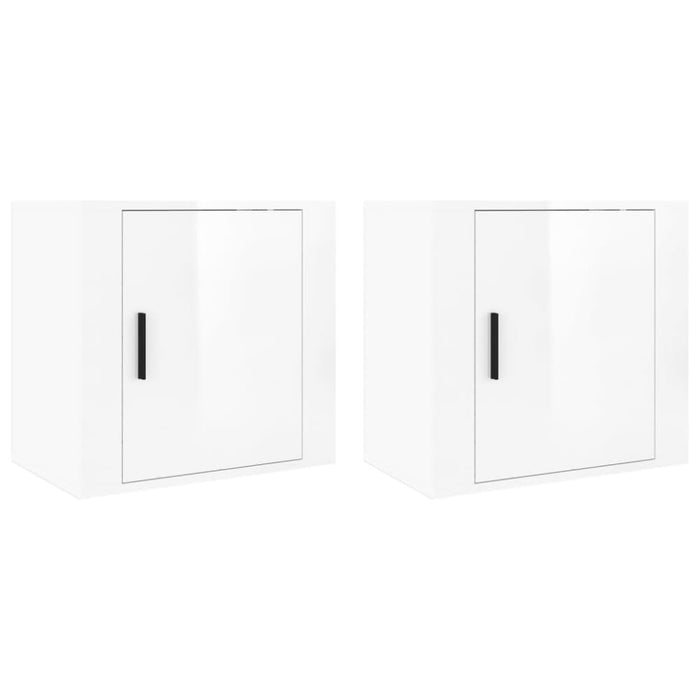 Wall-mounted Bedside Cabinets 2 Pcs High Gloss White