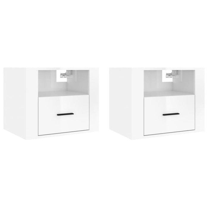 Wall-mounted Bedside Cabinets 2 Pcs High Gloss White