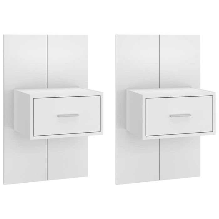 Wall-mounted Bedside Cabinets 2 Pcs High Gloss White Nobkna