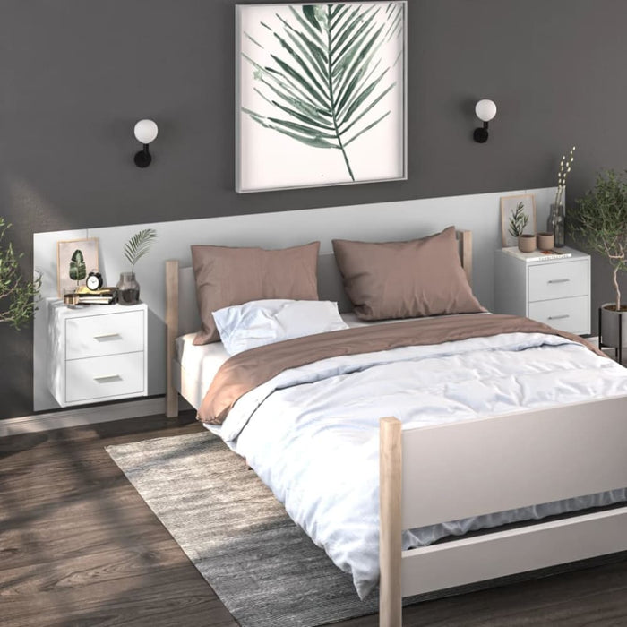 Wall-mounted Bedside Cabinets 2 Pcs High Gloss White Noobbx