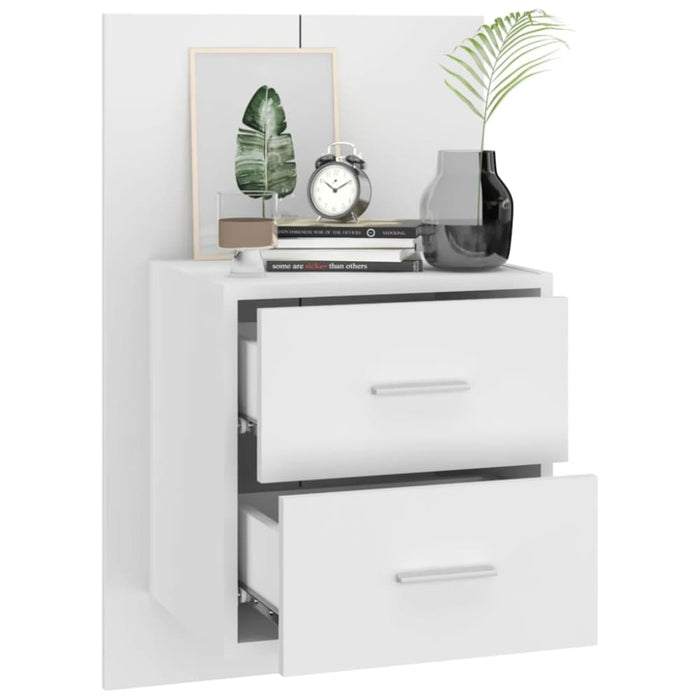 Wall-mounted Bedside Cabinets 2 Pcs High Gloss White Noobbx