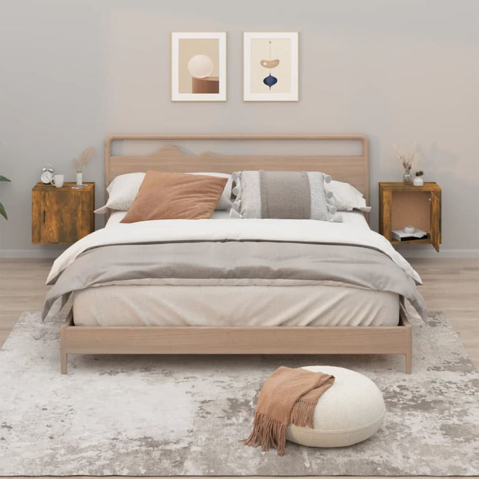 Wall-mounted Bedside Cabinets 2 Pcs Smoked Oak 50x30x47 Cm