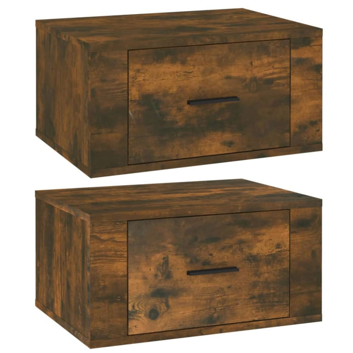 Wall-mounted Bedside Cabinets 2 Pcs Smoked Oak 50x36x25 Cm