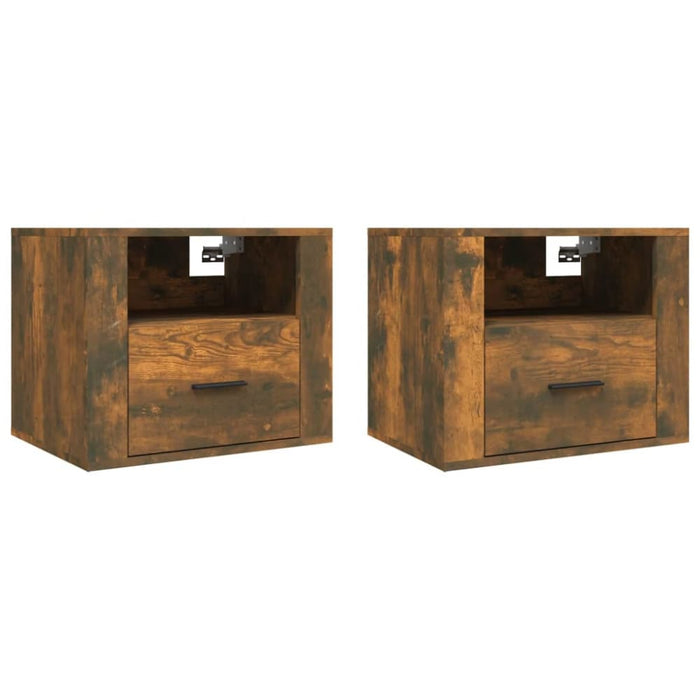 Wall-mounted Bedside Cabinets 2 Pcs Smoked Oak 50x36x40 Cm