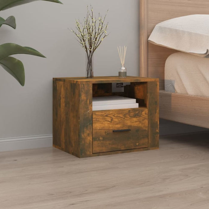Wall-mounted Bedside Cabinets 2 Pcs Smoked Oak 50x36x40 Cm