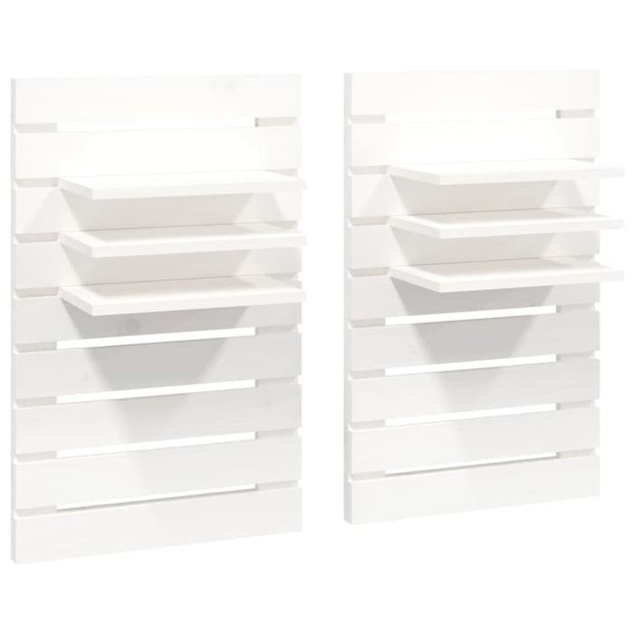 Wall-mounted Bedside Shelves 2 Pcs White Solid Wood Pine