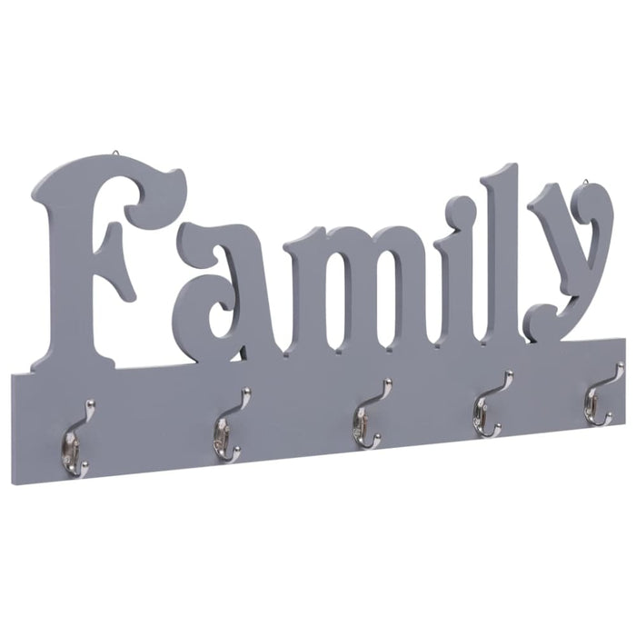 Wall Mounted Coat Rack Family Grey 74x29.5 Cm Xnaxal