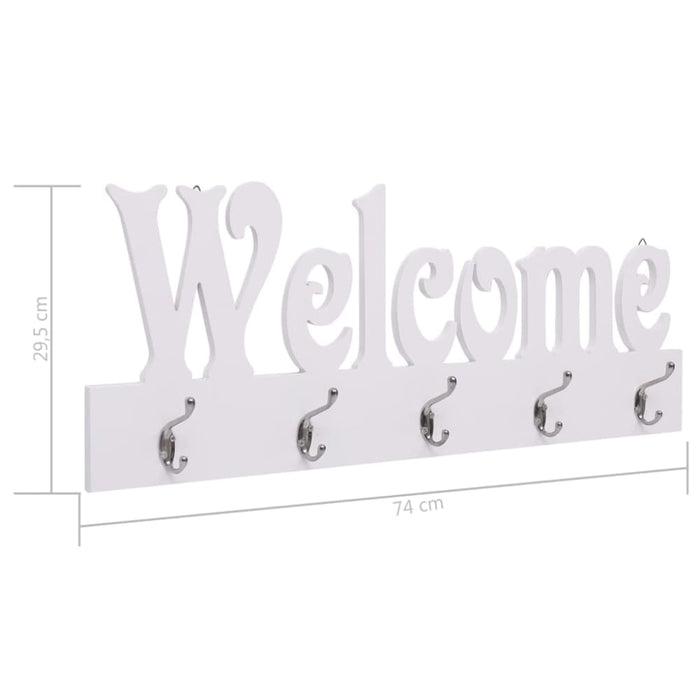 Wall Mounted Coat Rack Welcome White 74x29.5 Cm Xnaxai