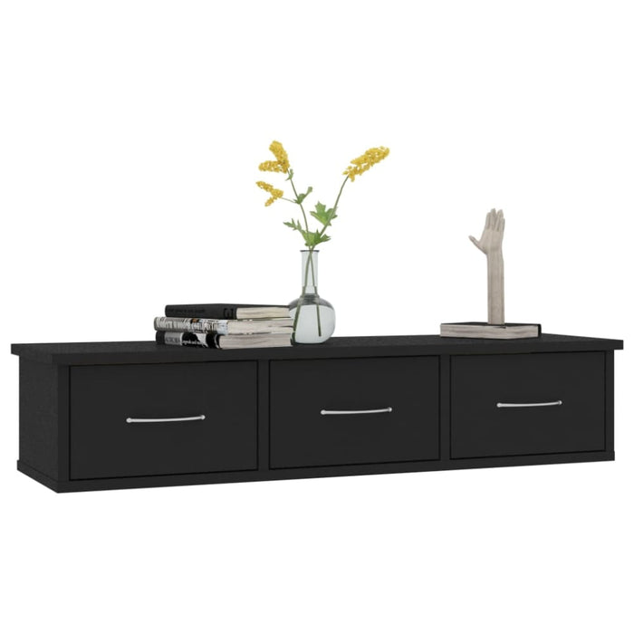 Nz Local Stock-wall-mounted Drawer Shelf Black Chipboard