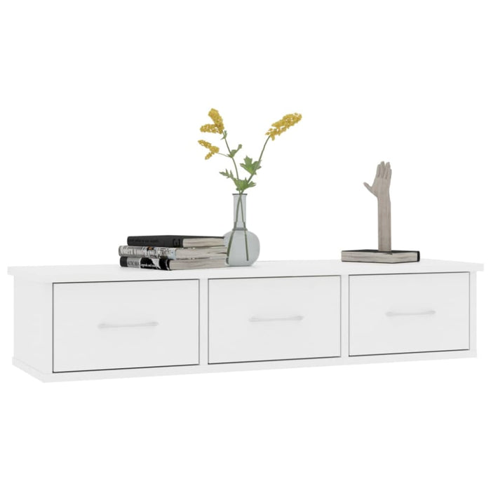 Wall-mounted Drawer Shelf White 88x26x18.5 Cm Chipboard