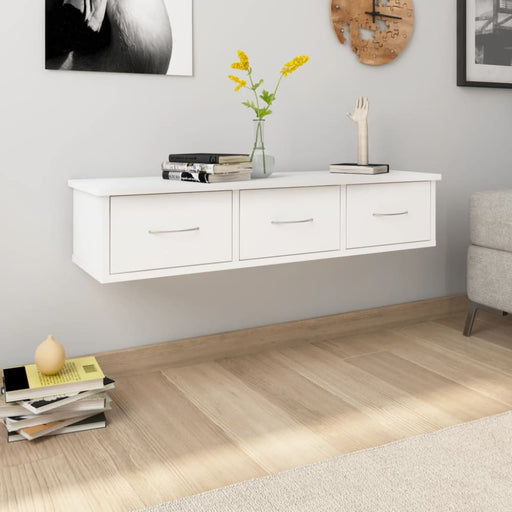 Wall-mounted Drawer Shelf White 88x26x18.5 Cm Chipboard