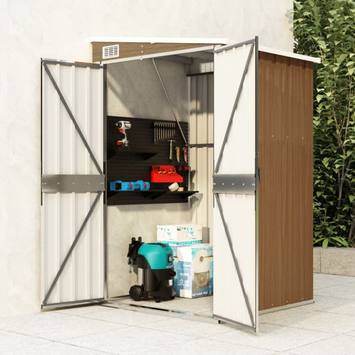 Wall-mounted Garden Shed Brown 118x100x178 Cm Galvanised