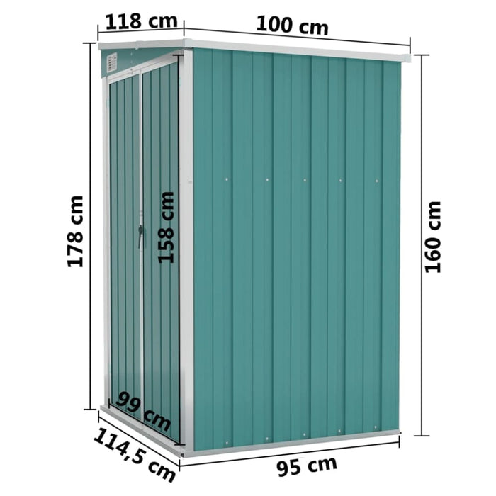 Wall-mounted Garden Shed Green 118x100x178 Cm Galvanised
