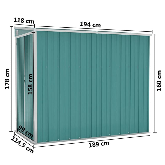 Wall-mounted Garden Shed Green 118x194x178 Cm Galvanised