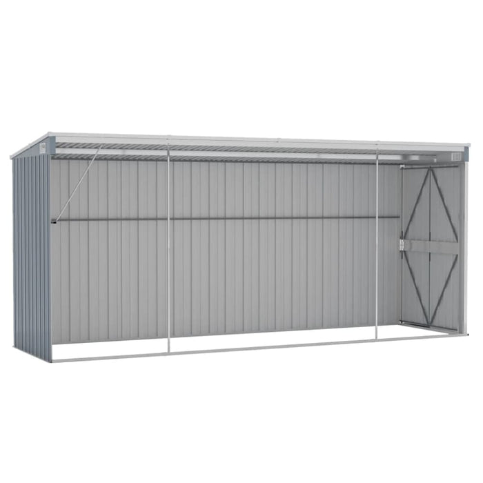 Wall-mounted Garden Shed Grey 118x382x178 Cm Galvanised