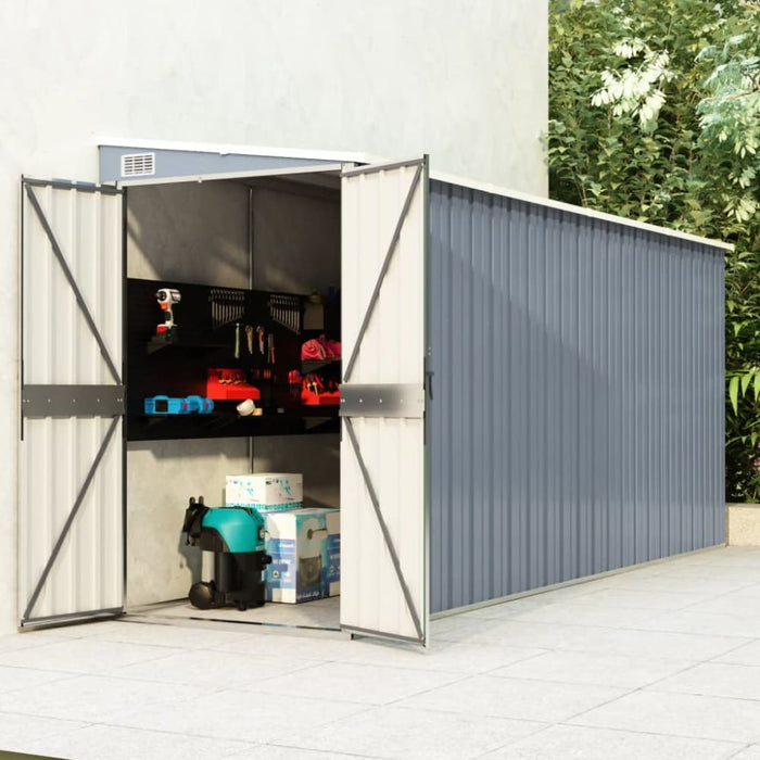 Wall-mounted Garden Shed Grey 118x382x178 Cm Galvanised