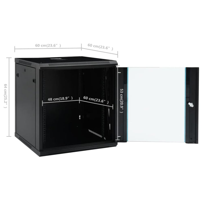 12u Wall Mounted Network Cabinet 19’ Ip20 600x600x640 Mm