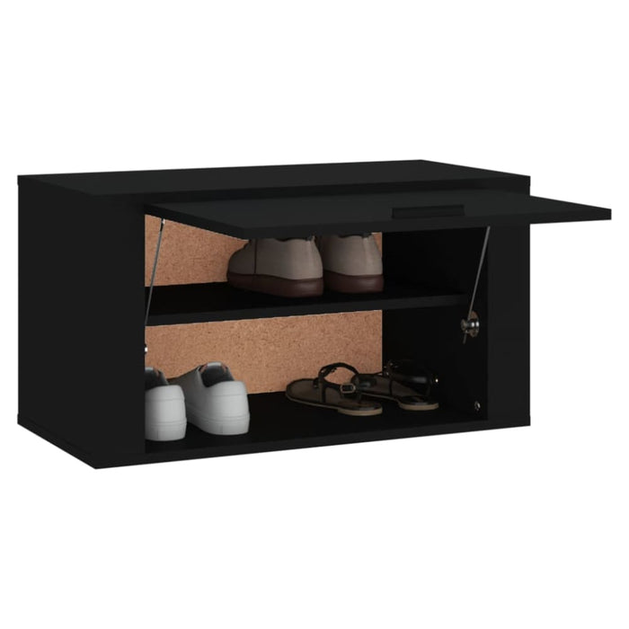 Wall-mounted Shoe Cabinet Black 70x35x38 Cm Engineered Wood