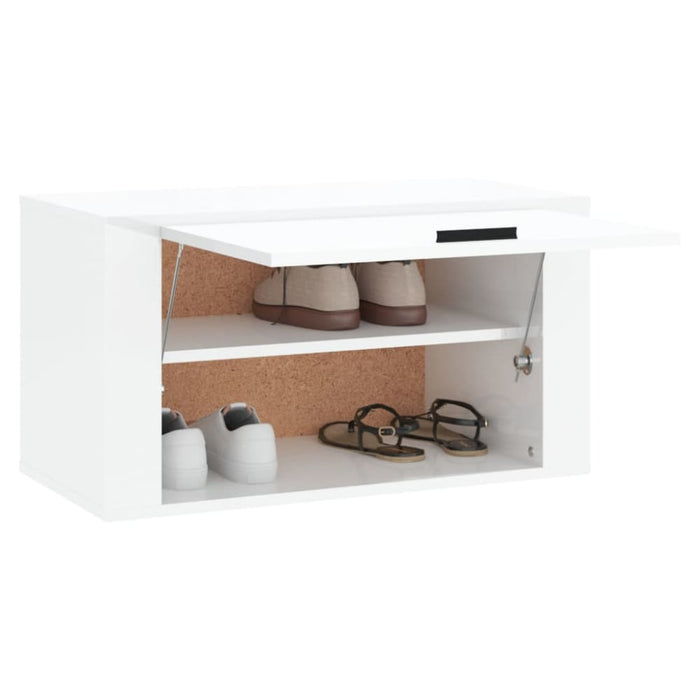 Wall-mounted Shoe Cabinet Glossy Look White 70x35x38 Cm