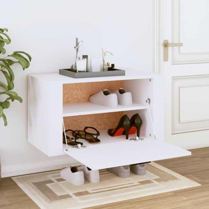 Wall-mounted Shoe Cabinet White 70x35x38 Cm Engineered Wood