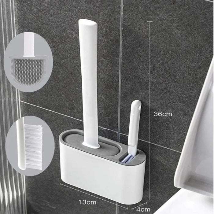 Wall Mounted Silicone Toilet Brush Set For Daily Cleaning
