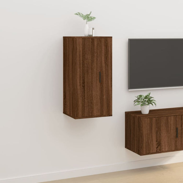 Wall Mounted Tv Cabinet Brown Oak 40x34.5x80 Cm Nollik