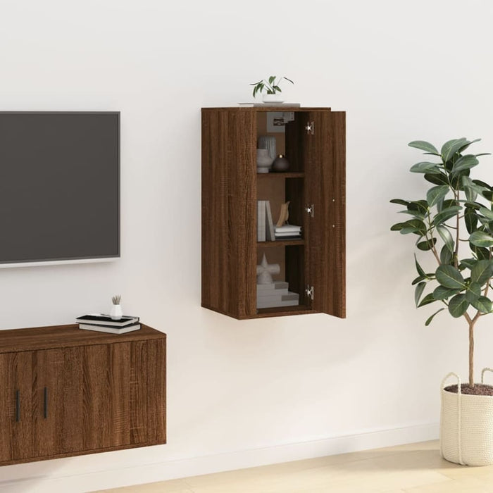 Wall Mounted Tv Cabinet Brown Oak 40x34.5x80 Cm Nollik