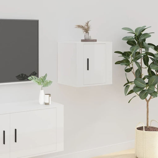 Wall Mounted Tv Cabinet Glossy Look White 40x34.5x40 Cm
