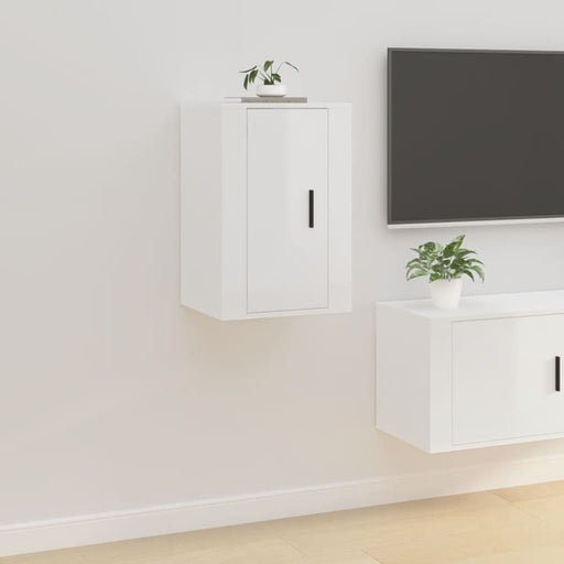 Wall Mounted Tv Cabinet Glossy Look White 40x34.5x60 Cm