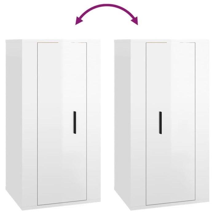 Wall Mounted Tv Cabinet Glossy Look White 40x34.5x80 Cm