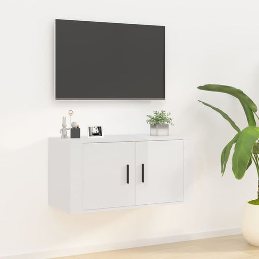 Wall Mounted Tv Cabinet Glossy Look White 80x34.5x40 Cm