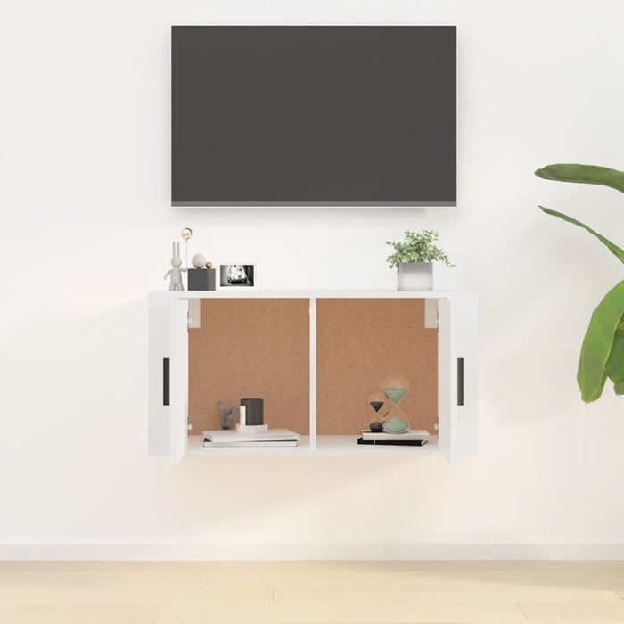 Wall Mounted Tv Cabinet Glossy Look White 80x34.5x40 Cm