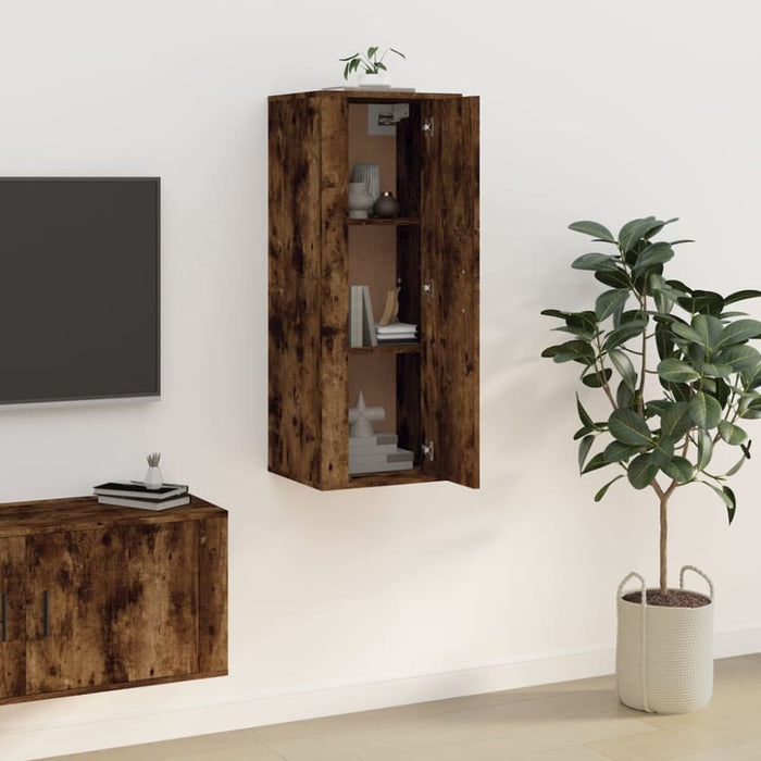 Wall Mounted Tv Cabinet Smoked Oak 40x34.5x100 Cm Nollnp