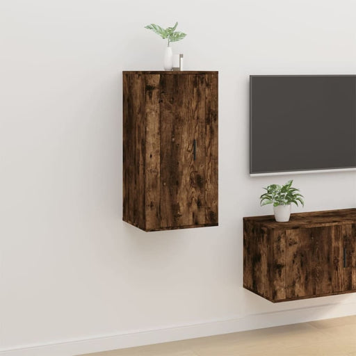 Wall Mounted Tv Cabinet Smoked Oak 40x34.5x80 Cm Nollii