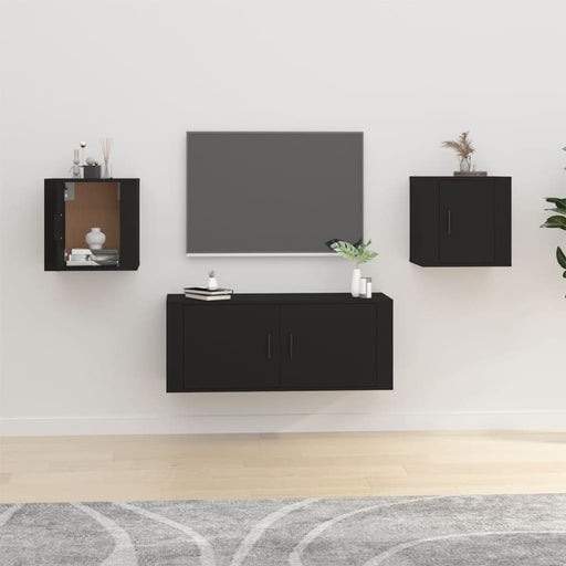 Wall Mounted Tv Cabinets 2 Pcs Black 40x34.5x40 Cm Nollat