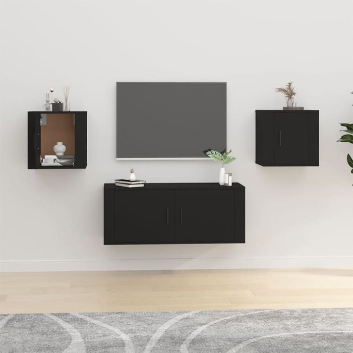 Wall Mounted Tv Cabinets 2 Pcs Black 40x34.5x40 Cm Nollat