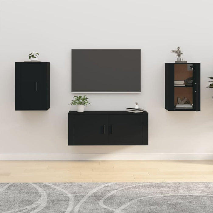 Wall Mounted Tv Cabinets 2 Pcs Black 40x34.5x60 Cm Nollpk