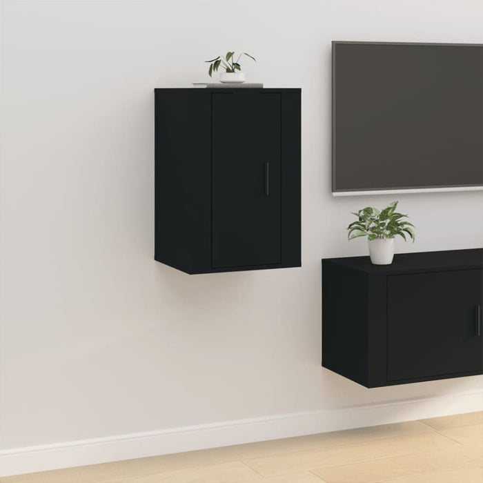 Wall Mounted Tv Cabinets 2 Pcs Black 40x34.5x60 Cm Nollpk
