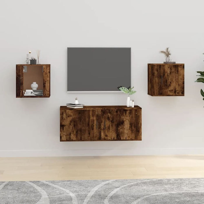 Wall Mounted Tv Cabinets 2 Pcs Smoked Oak 40x34.5x40 Cm