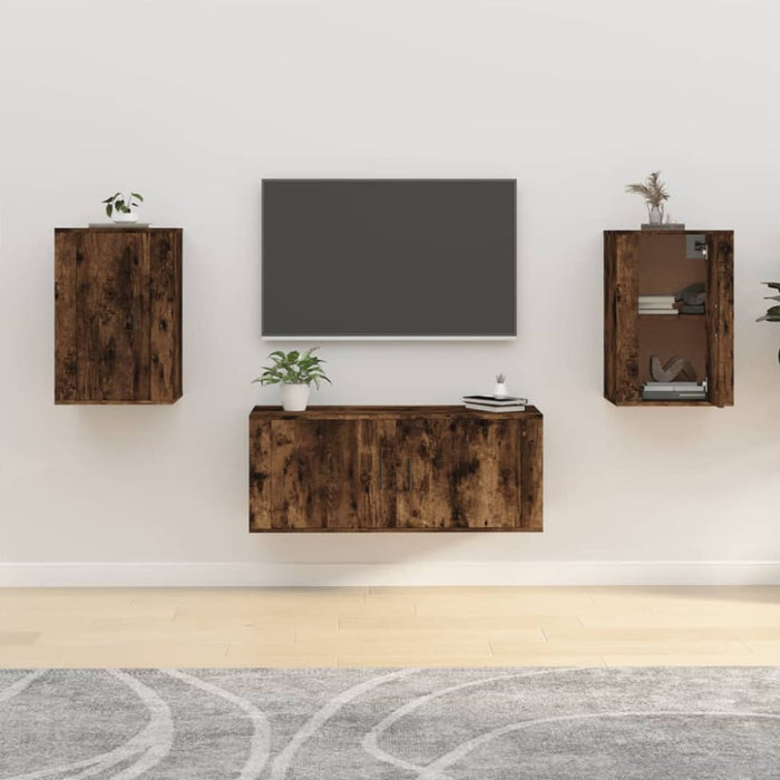 Wall Mounted Tv Cabinets 2 Pcs Smoked Oak 40x34.5x60 Cm